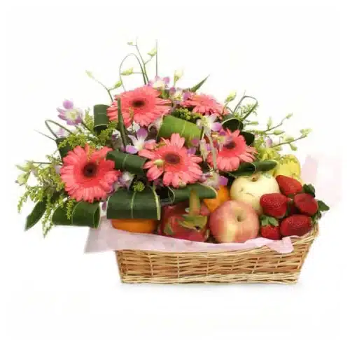 Pink Gerbera With Fruits