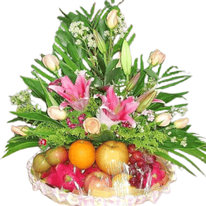Mixed Flower and Fruits Basket