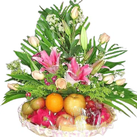 Mixed Flower and Fruits Basket