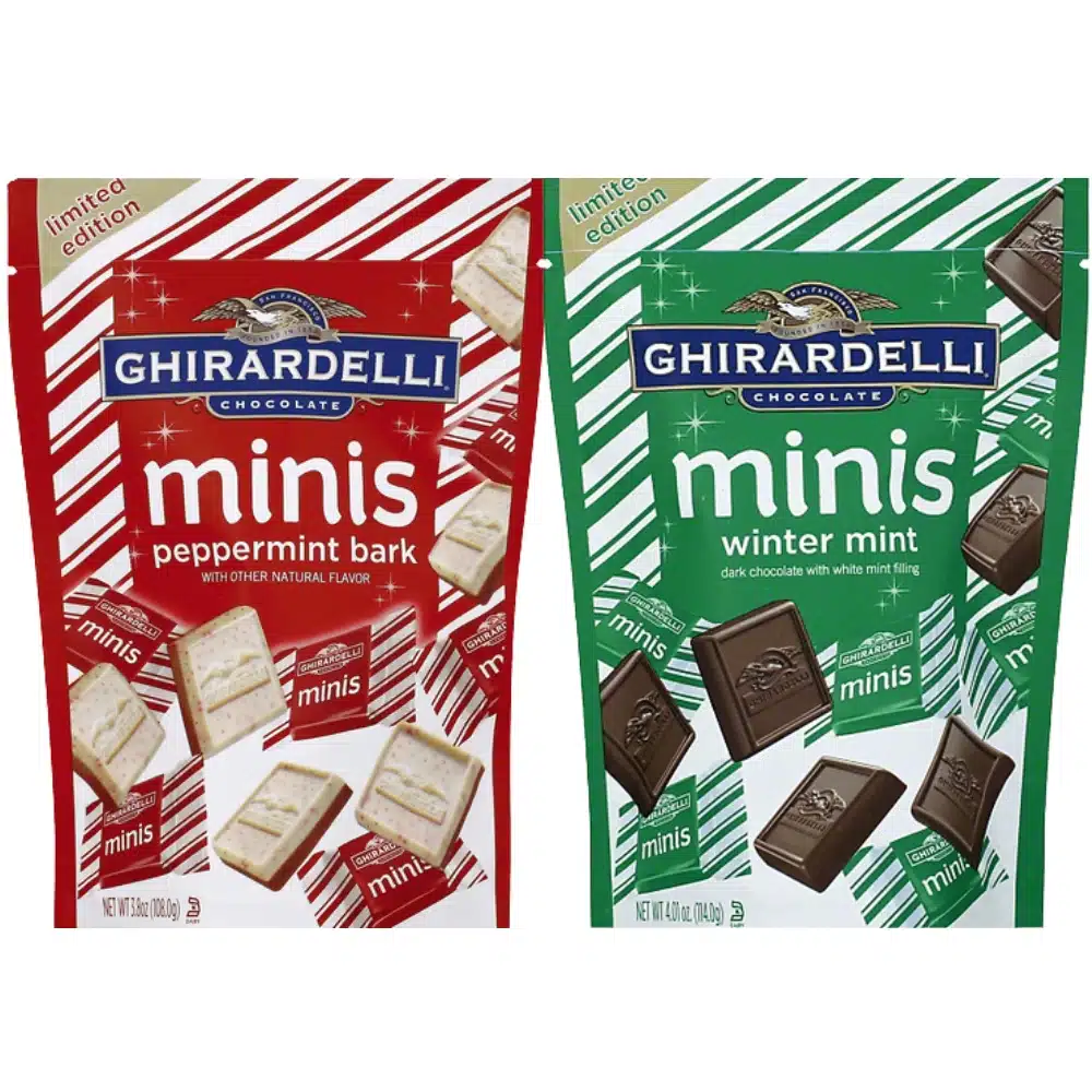 Ghirardelli Minis Pouch Limited Edition Winter Mint and Peppermint Bark