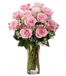 One Dozen  Stemmed Pink Roses
