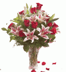 Roses and Lilies in Vase