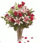 Roses and Lilies in Vase