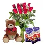Rose Teddy and Cadburry