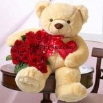 Giant Teddy with Rose (Best Seller)