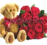 Teddy Bear and Bouquet