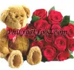 Teddy Bear and Bouquet