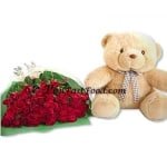 2 Dozen Rose with Bear