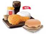 1 pc spicy chicken w/  rice,fries  and burger mcdo