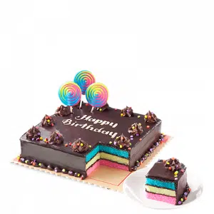 Red Ribbon Rainbow Dedication Cake