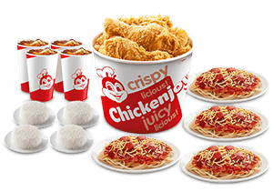 Chickenjoy w/ Rice, Jolly Spaghetti & Drinks