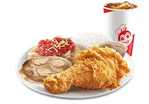 1 - pc. Chickenjoy w/ Burger Steak & Half Jolly Spaghetti Super Meal