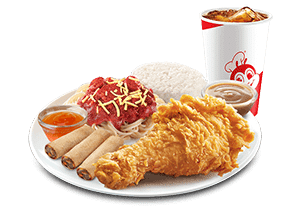 1 - pc. Chickenjoy w/ Half Jolly Spaghetti & Shanghai Super Meal