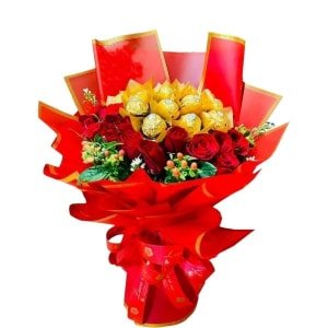 Classic Red Rose with Ferrero Bouquet