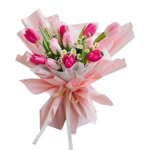 Blissful Pink Tulips Bouquet