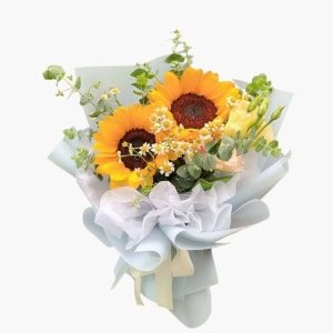 Sunflower white bouquet