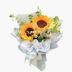 Sunflower white bouquet