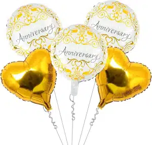 White & Gold Anniversary Balloon