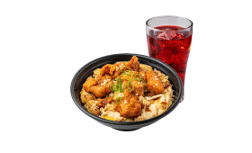 Chicken Oyakodon Supreme with Red Iced Tea