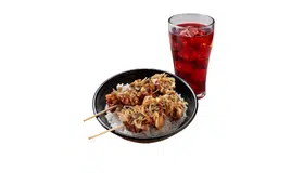Karaage Takoyaki Fun Sticks with Red Iced Tea