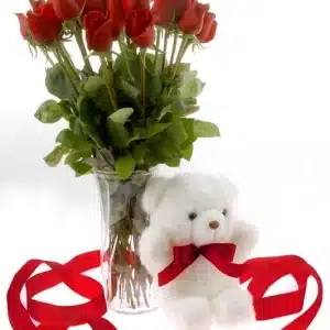 Rose with White Teddy bear