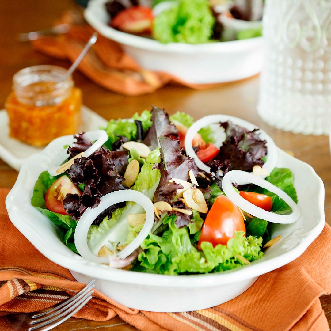 Local Greens with Chili Daing Dressing & Crunchy Garlic Sharing