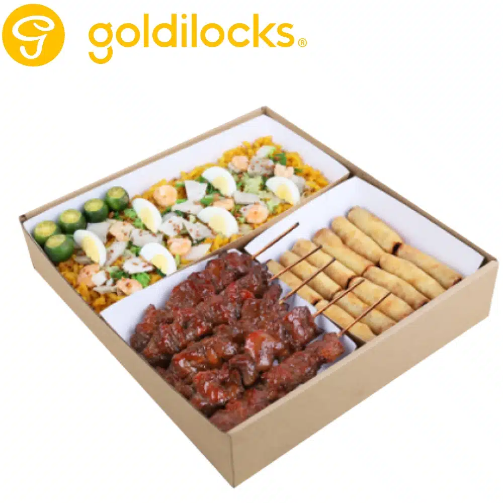 Goldilocks Pancit Malabon, Chunky Pork BBQ, Lumpiang Shanghai