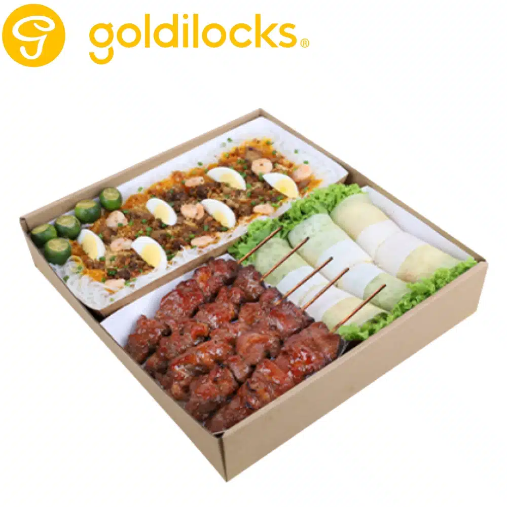 Goldilocks Palabok, Chunky Pork BBQ, Fresh Lumpia​
