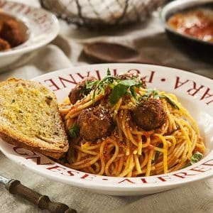 Pasta Amatriciana with Italian Meatballs Sharing