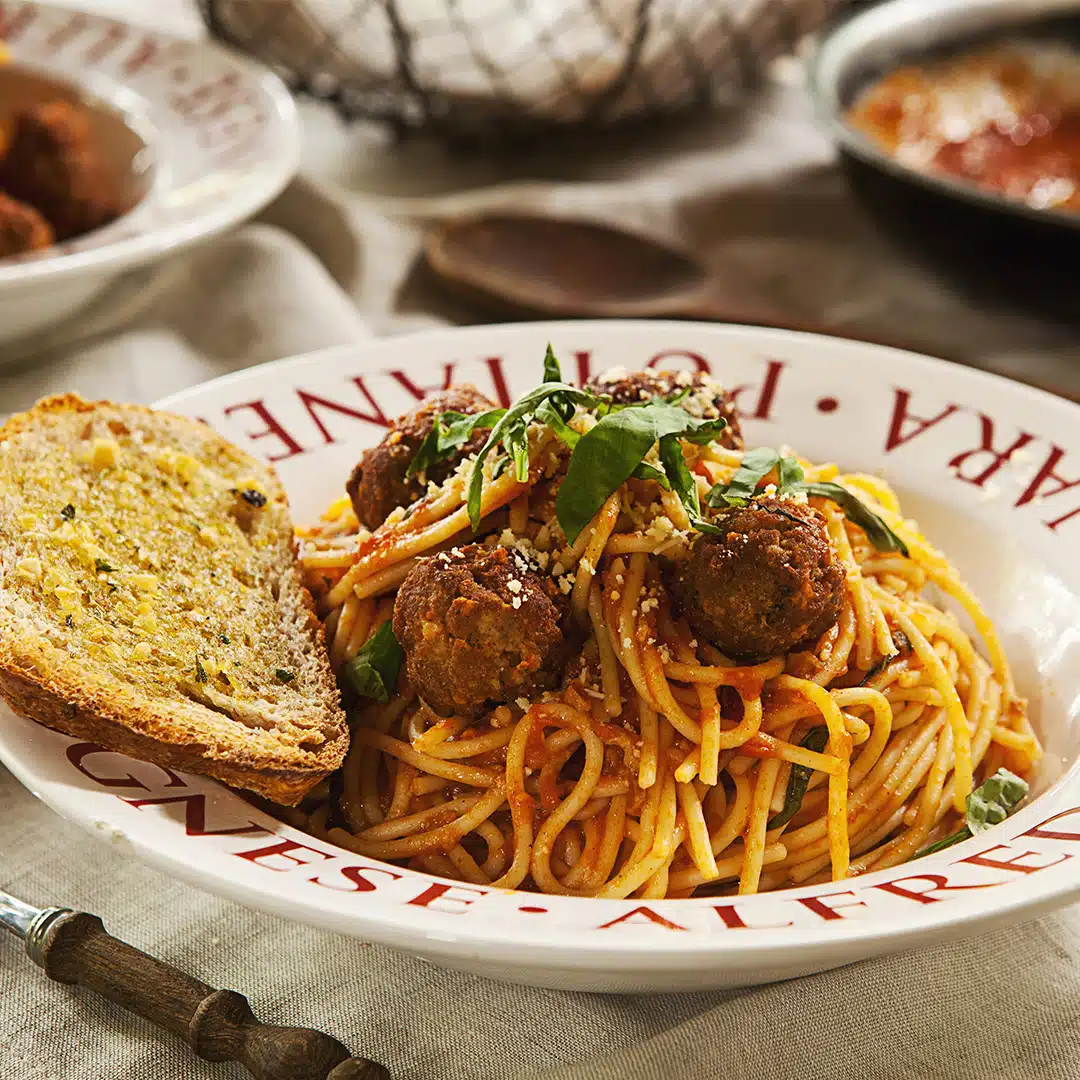Pasta Amatriciana with Italian Meatballs Sharing